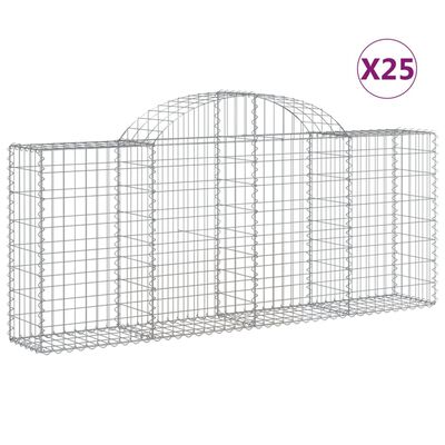 vidaXL Klenuté gabionové koše 25ks 200x30x80/100 cm pozinkované železo