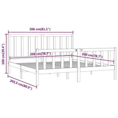 vidaXL Rám postele masivní dřevo 200 x 200 cm