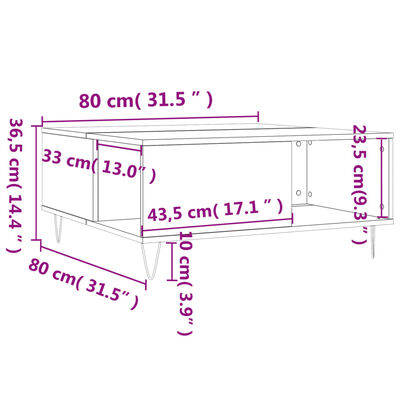 vidaXL Konferenční stolek kouřový dub 80x80x36,5 cm kompozitní dřevo