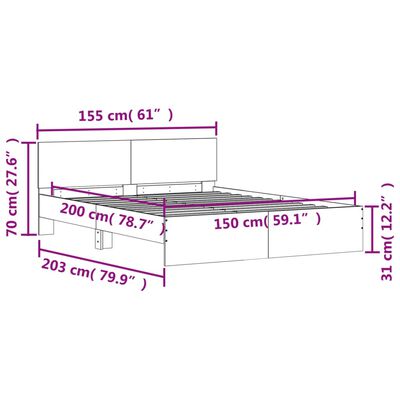 vidaXL Rám postele s čelem bílý 150 x 200 cm