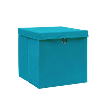 vidaXL Úložné boxy s víky 4 ks 28 x 28 x 28 cm bledě modré