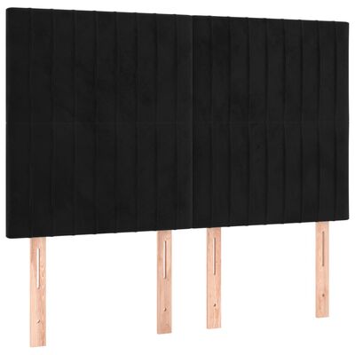 vidaXL Box spring postel s matrací a LED černá 140x190 cm samet