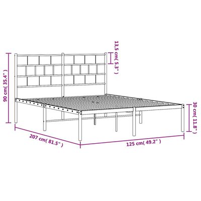 vidaXL Kovový rám postele s čelem černý 120 x 200 cm