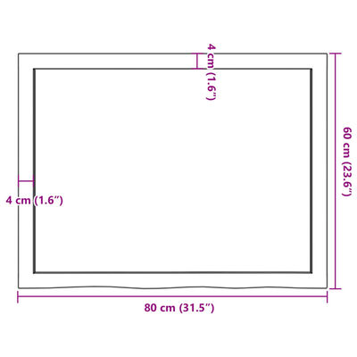 vidaXL Koupelnová deska tmavě hnědá 80x60x(2-6) cm ošetřený masiv