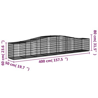 vidaXL Klenuté gabionové koše 5 ks 400x50x60/80 cm pozinkované železo