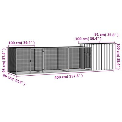 vidaXL Klec pro kuřata antracitová 400 x 91 x 100 cm pozinkovaná ocel