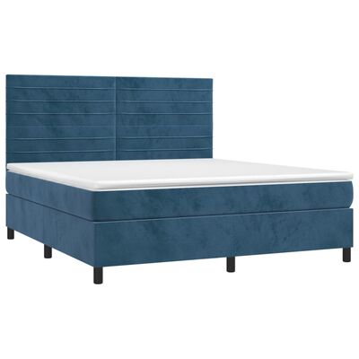 vidaXL Box spring postel s matrací tmavě modrá 160x200 cm samet