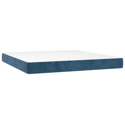 vidaXL Box spring postel s matrací tmavě modrá 160x200 cm samet