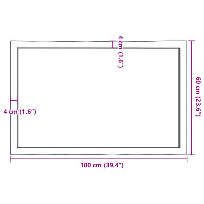 vidaXL Stolní deska hnědá 100x60x(2-4)cm ošetřený dřevo živá hrana