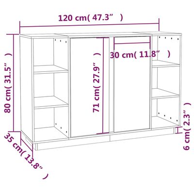 vidaXL Příborník medově hnědý 120x35x80 cm masivní borové dřevo