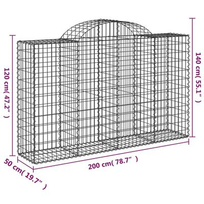 vidaXL Klenuté gabionové koše 9 ks 200x50x120/140cm pozinkované železo