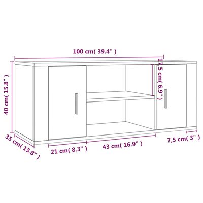 vidaXL TV skříňka šedá sonoma 100 x 35 x 40 cm kompozitní dřevo