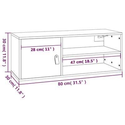 vidaXL Nástěnné skříňky 2 ks šedé 80 x 30 x 30 cm masivní borové dřevo