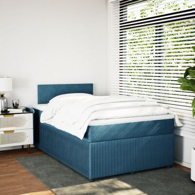 vidaXL Box spring postel s matrací modrá 120 x 190 cm samet