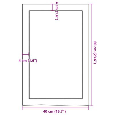 vidaXL Koupelnová deska hnědá 40x60x(2-6) cm ošetřený masivní dřevo