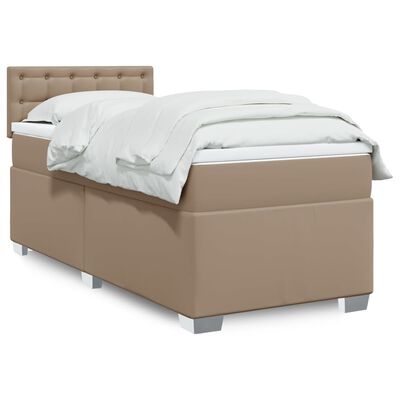 vidaXL Box spring postel s matrací cappuccino 100x200 cm umělá kůže