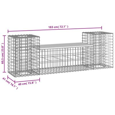 vidaXL Zahradní lavice gabionový design 183x41x60,5cm masivní borovice