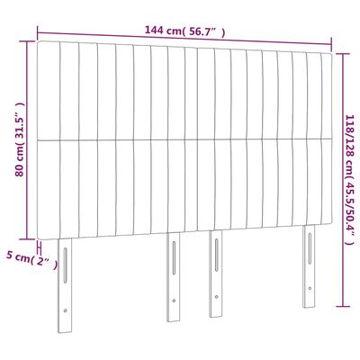 vidaXL Čela postele 4 ks modrá 72 x 5 x 78/88 cm textil