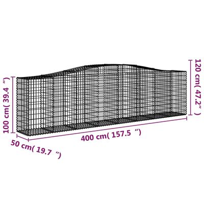 vidaXL Klenuté gabionové koše 2 ks 400x50x100/120cm pozinkované železo