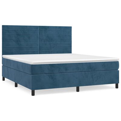 vidaXL Box spring postel s matrací tmavě modrá 160x200 cm samet