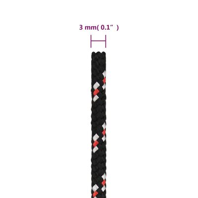 vidaXL Lodní lano černé 3 mm 500 m polypropylen