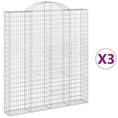 vidaXL Klenuté gabionové koše 3 ks 200x30x220/240cm pozinkované železo