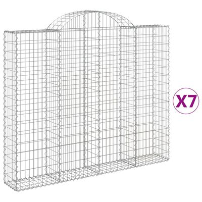 vidaXL Klenuté gabionové koše 7 ks 200x30x160/180cm pozinkované železo