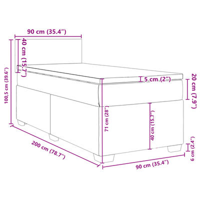 vidaXL Box spring postel s matrací světle šedá 90x200 cm textil