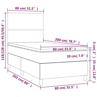 vidaXL Box spring postel s matrací šedá 80 x 200 cm umělá kůže