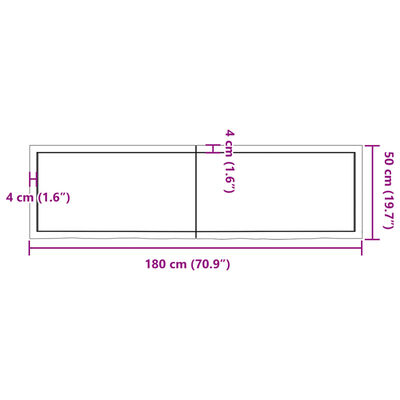 vidaXL Koupelnová deska tmavě hnědá 180x50x(2-4) cm ošetřený masiv