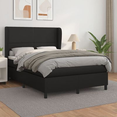 vidaXL Box spring postel s matrací černá 140x200 cm umělá kůže