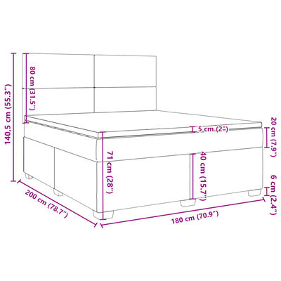 vidaXL Box spring postel s matrací světle šedá 180x200 cm samet