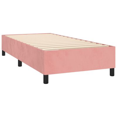 vidaXL Box spring postel s matrací růžová 90x200 cm samet