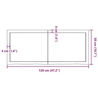 vidaXL Koupelnová deska tmavě hnědá 120x50x(2-4) cm ošetřený masiv