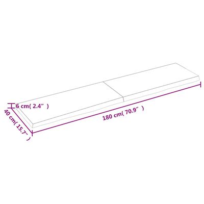 vidaXL Stolní deska tmavě hnědá 180x40x(2-6)cm ošetřený masivní dub