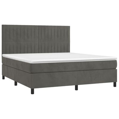 vidaXL Box spring postel s matrací tmavě šedá 160x200 cm samet