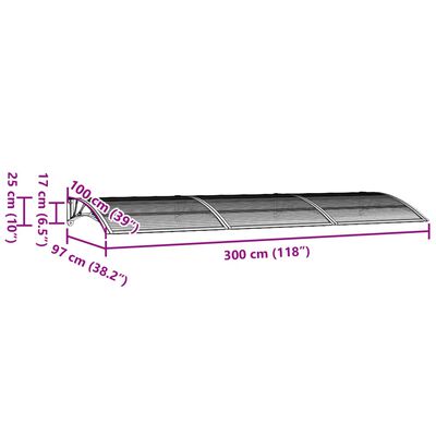 vidaXL Vchodová stříška šedá 300 x 100 cm polykarbonát