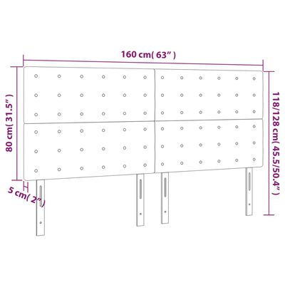 vidaXL Čelo postele s LED černé 160x5x118/128 cm textil