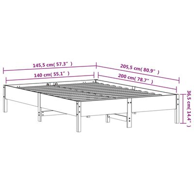 vidaXL Postel bez matrace bílá 140 x 200 cm masivní borovice