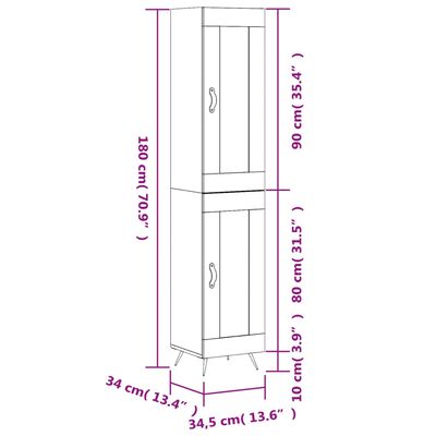 vidaXL Skříň highboard hnědý dub 34,5 x 34 x 180 cm kompozitní dřevo