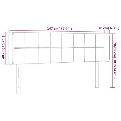 vidaXL Čelo postele s LED krémové 147 x 16 x 78/88 cm textil