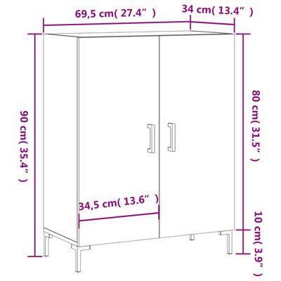 vidaXL Příborník bílý s vysokým leskem 69,5x34x90 cm kompozitní dřevo