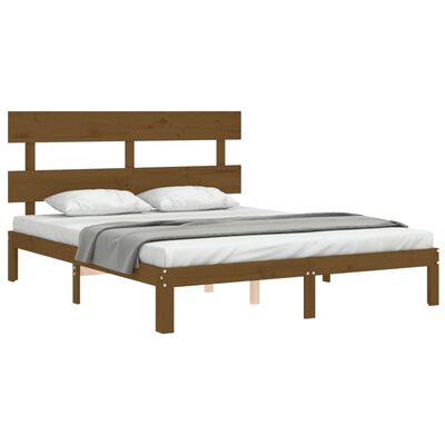 vidaXL Rám postele s čelem medově hnědý 160 x 200 cm masivní dřevo