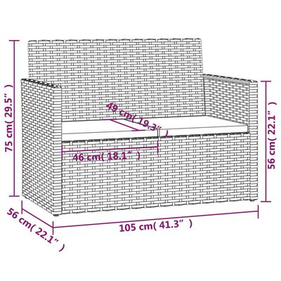 vidaXL Zahradní lavice s poduškami černá 105 cm polyratan