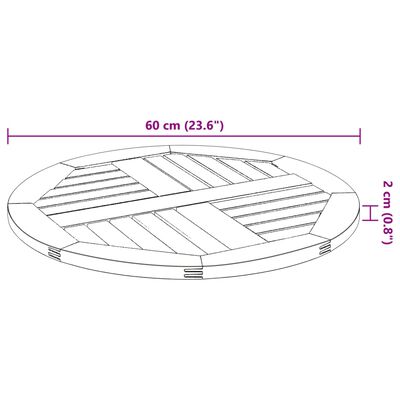 vidaXL Stolní deska Ø 60 x 2 cm kulatá masivní akáciové dřevo