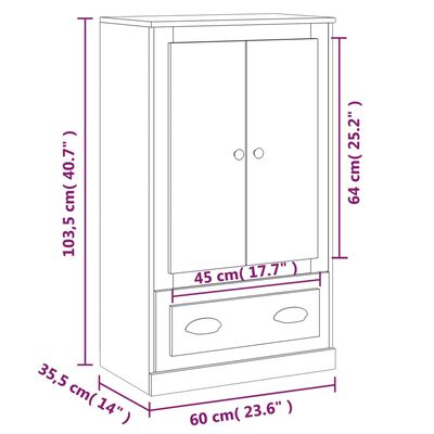 vidaXL Skříň highboard šedá sonoma 60 x 35,5 x 103,5 kompozitní dřevo