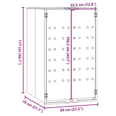 vidaXL Box na 1 popelnici černý 69 x 79 x 117 cm ocel