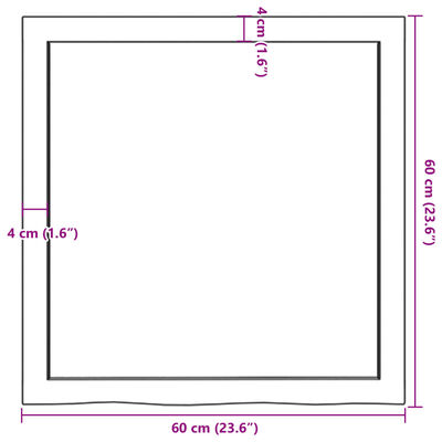 vidaXL Stolní deska světle hnědá 60x60x(2-6)cm ošetřený masivní dub