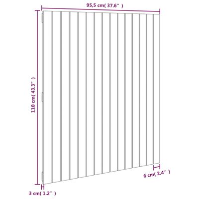 vidaXL Nástěnné čelo postele bílé 95,5x3x110 cm masivní borové dřevo