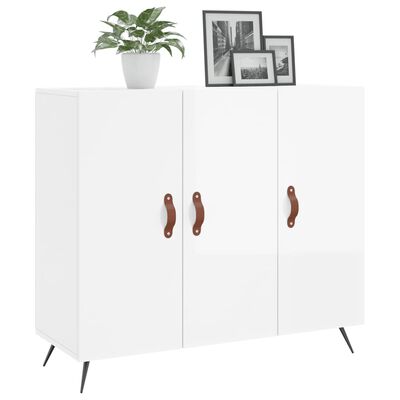 vidaXL Příborník bílý s vysokým leskem 90x34x80 cm kompozitní dřevo